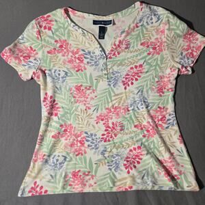 Karen Scott floral women's 4 buttons  shirt Size Small